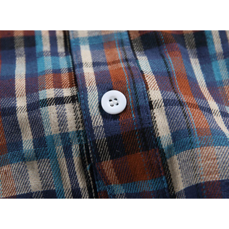 New Summer Check Cotton Short Sleeve Shirt