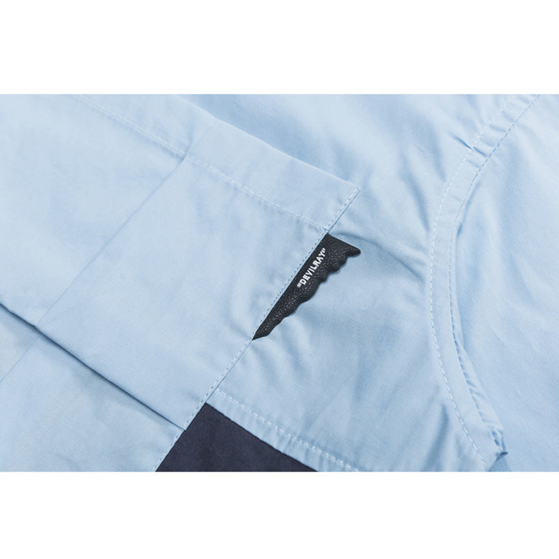 Color-blocked short-sleeved work shirt