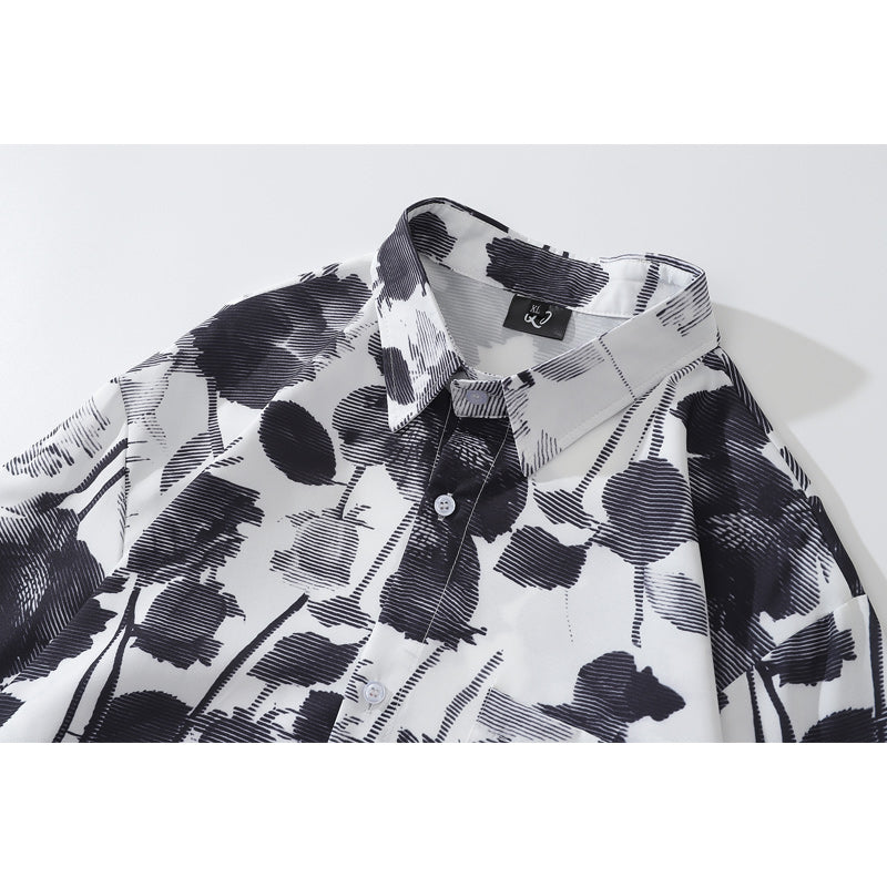 Retro fashion "Ink painting" long sleeve shirt