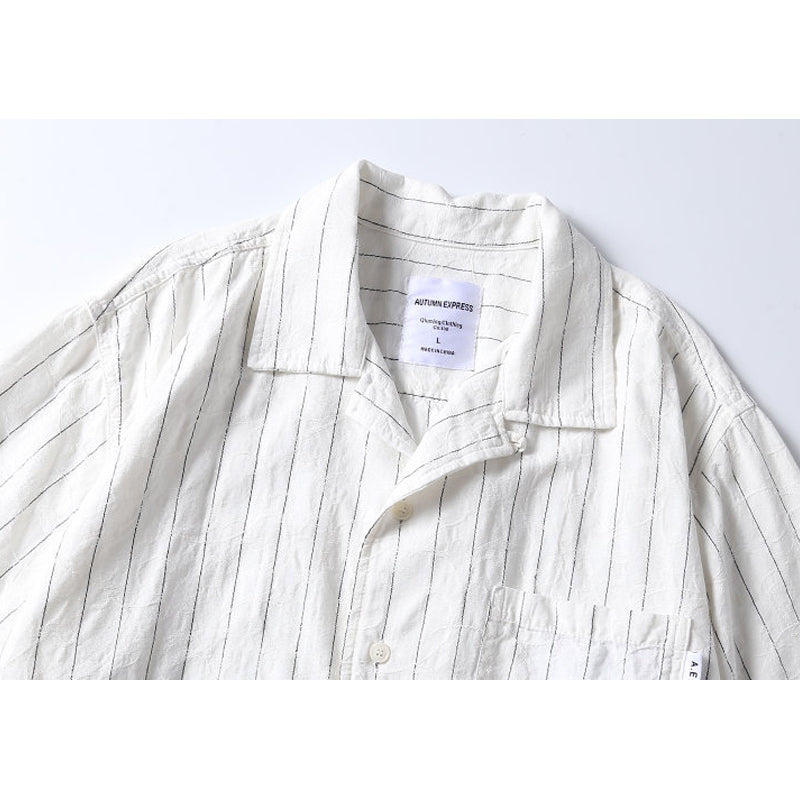 New summer border linen short sleeve shirt