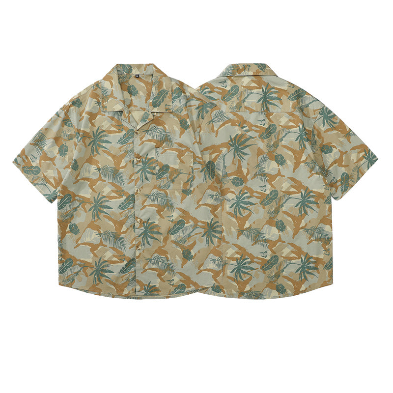 Retro all-over print aloha short-sleeved shirt