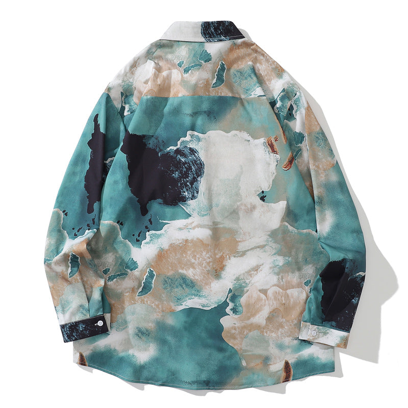 Autumn "Wave" Print Long Sleeve Shirt