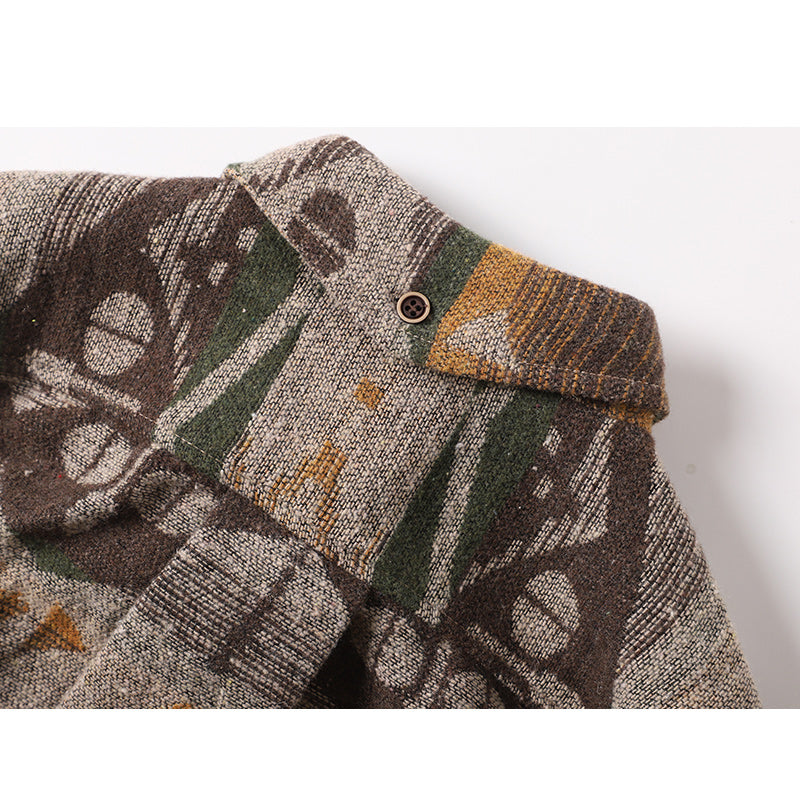 Navajo jacquard tweed long-sleeved shirt