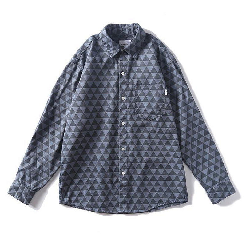 Geometric pattern American casual long-sleeved shirt