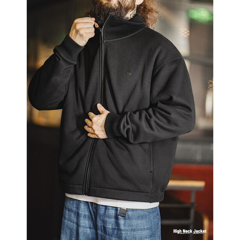 Fleece-lined high-neck tennis jacket