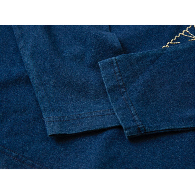 "Lightning" Indigo-dyed Navy Long-sleeved T-shirt