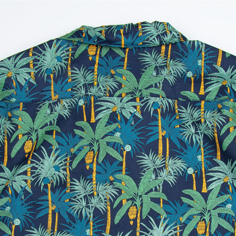 Hawaii Cuban Collar Short Sleeve Coconut Plantain Aloha Shirt