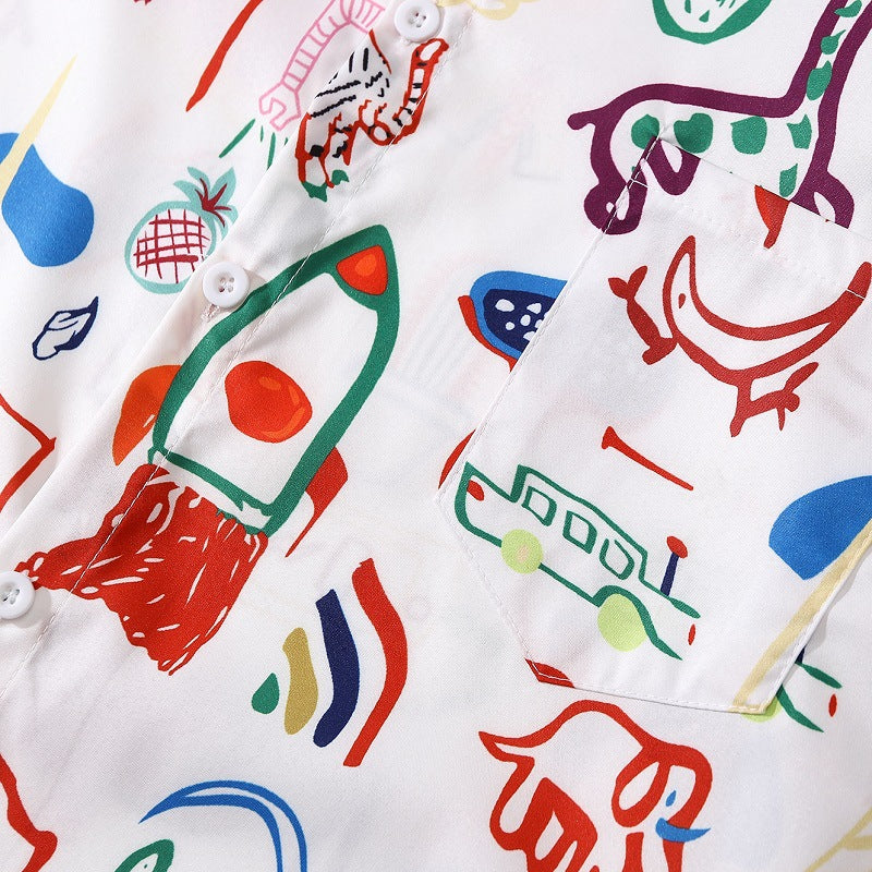 New for summer: Graffiti print short-sleeved shirt
