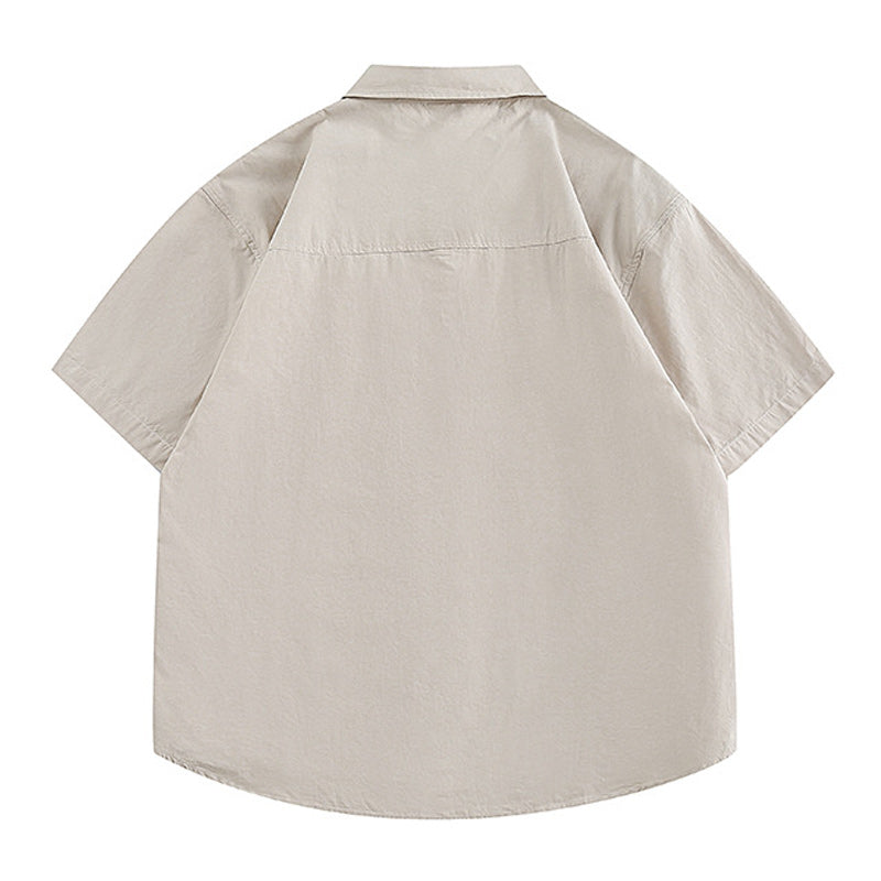 Checkered pocket work short-sleeved shirt
