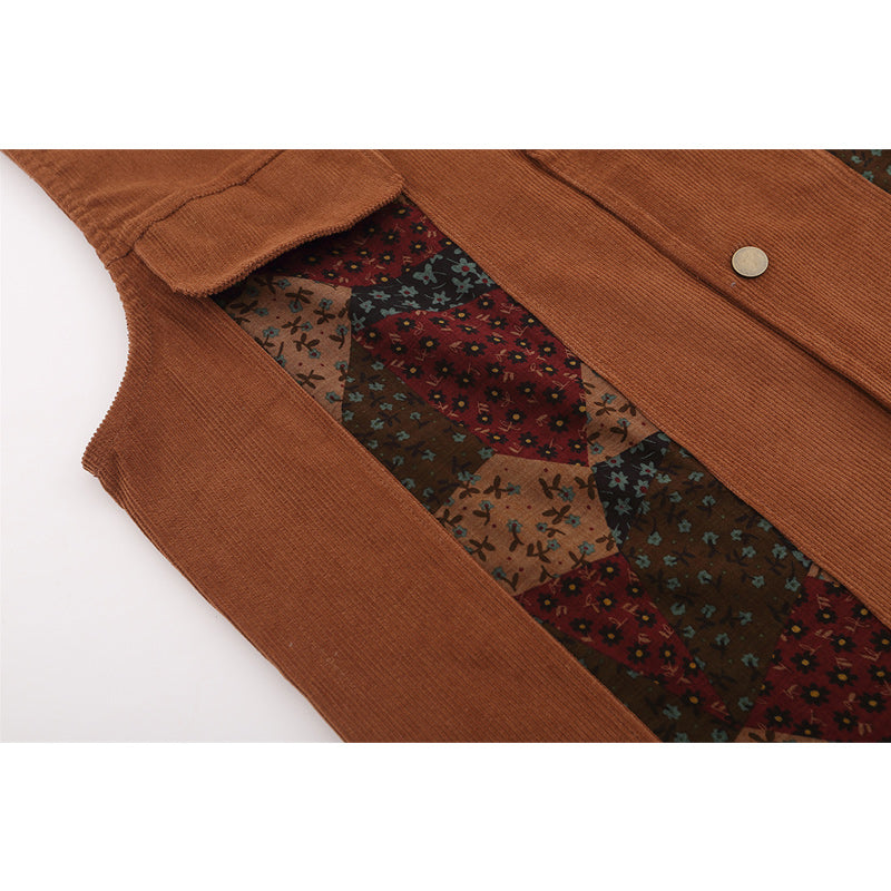 Corduroy print V-neck vest