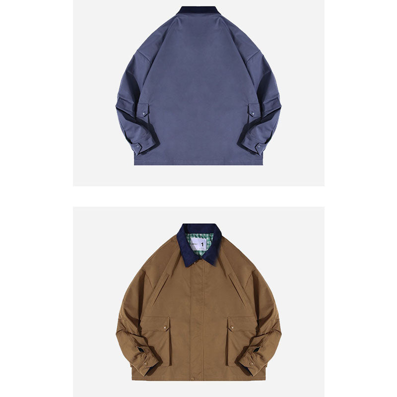 配色 チェック 切替 立体ポケット 6color ジャケット