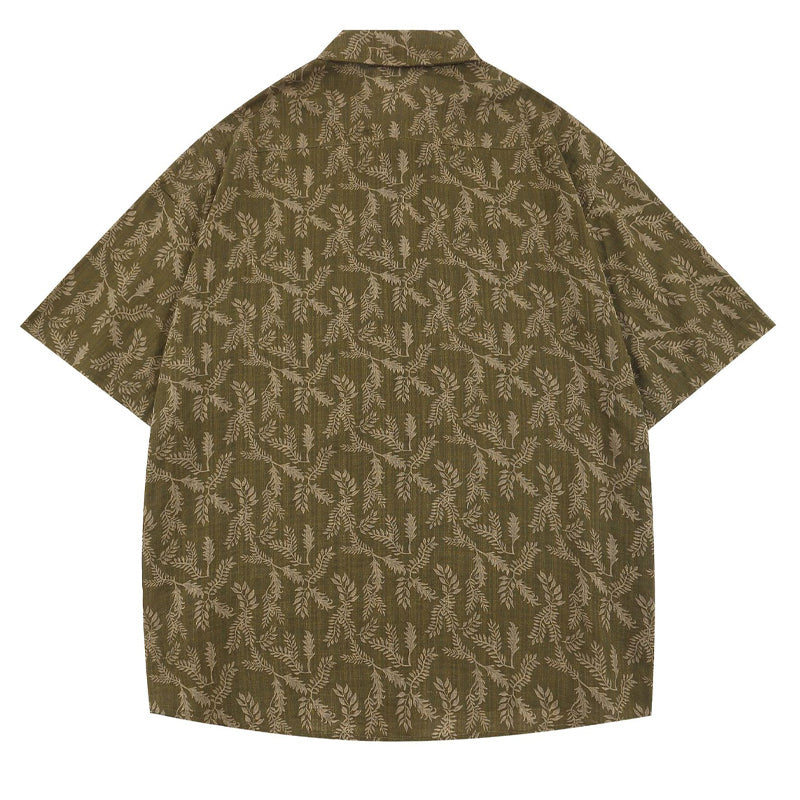 Retro floral print aloha short sleeve shirt