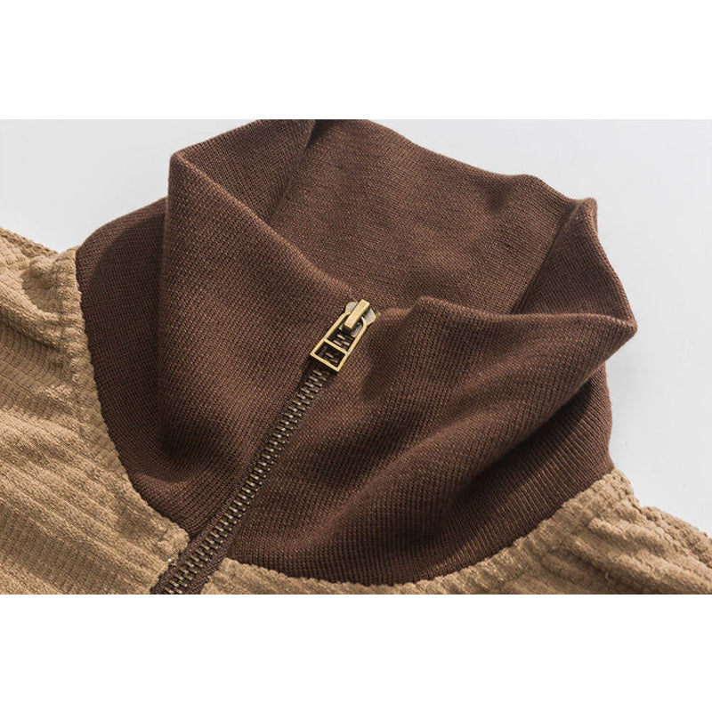 Alphabet embroidered color combination zipper hoodie