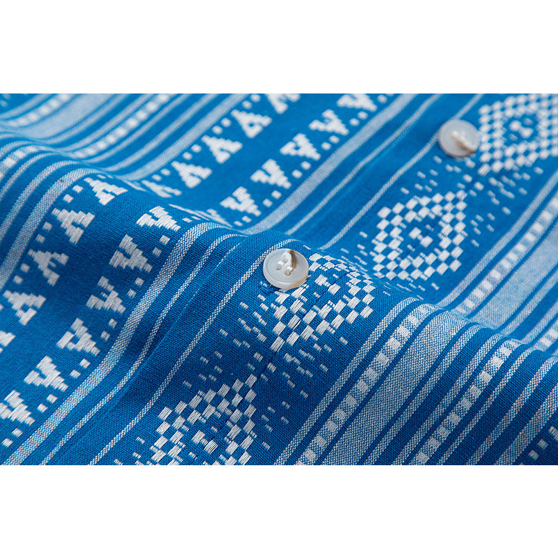 New summer geometric ethnic style short sleeve shirt