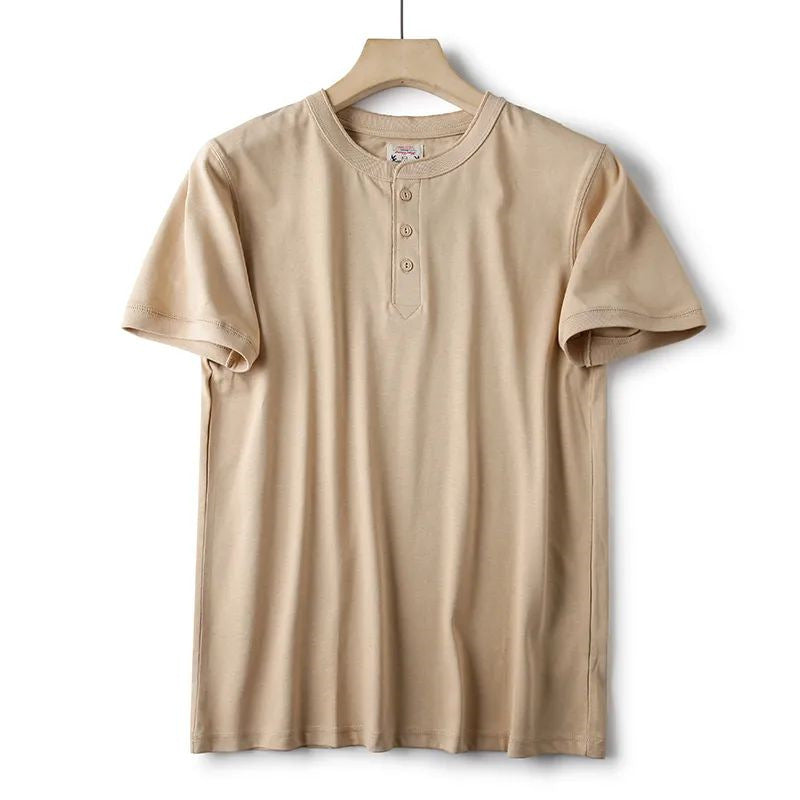 夏新作260g無地5COLORアメカジ ヘンリーネック Tシャツ