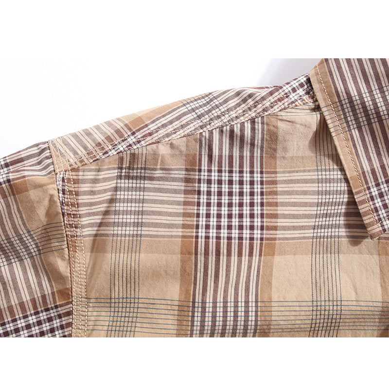 Classic cotton check pattern long sleeve shirt