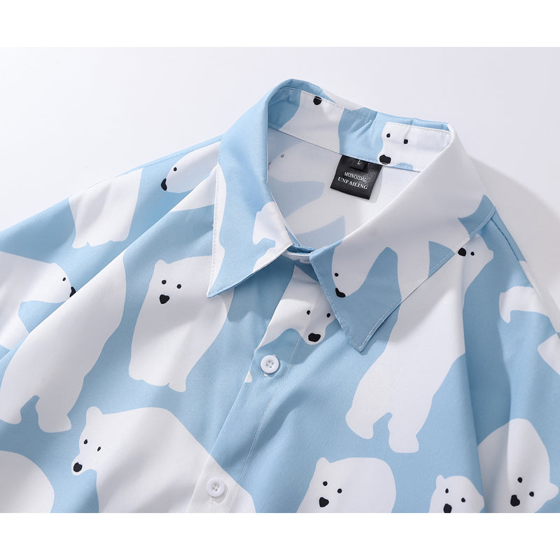 New summer polar bear print short sleeve shirt
