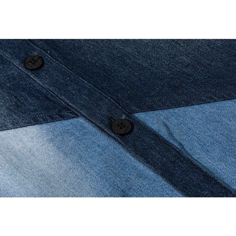 Vintage washed denim shirt with contrasting colors