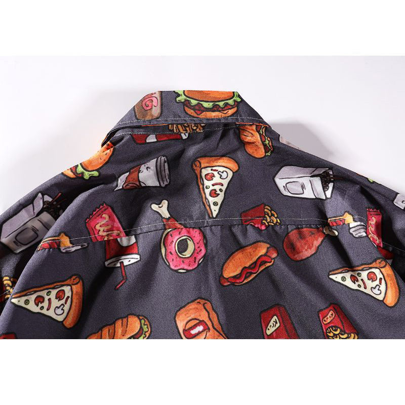 Lightweight Aloha Shirt with Turndown Collar and Fruit Print for Summer