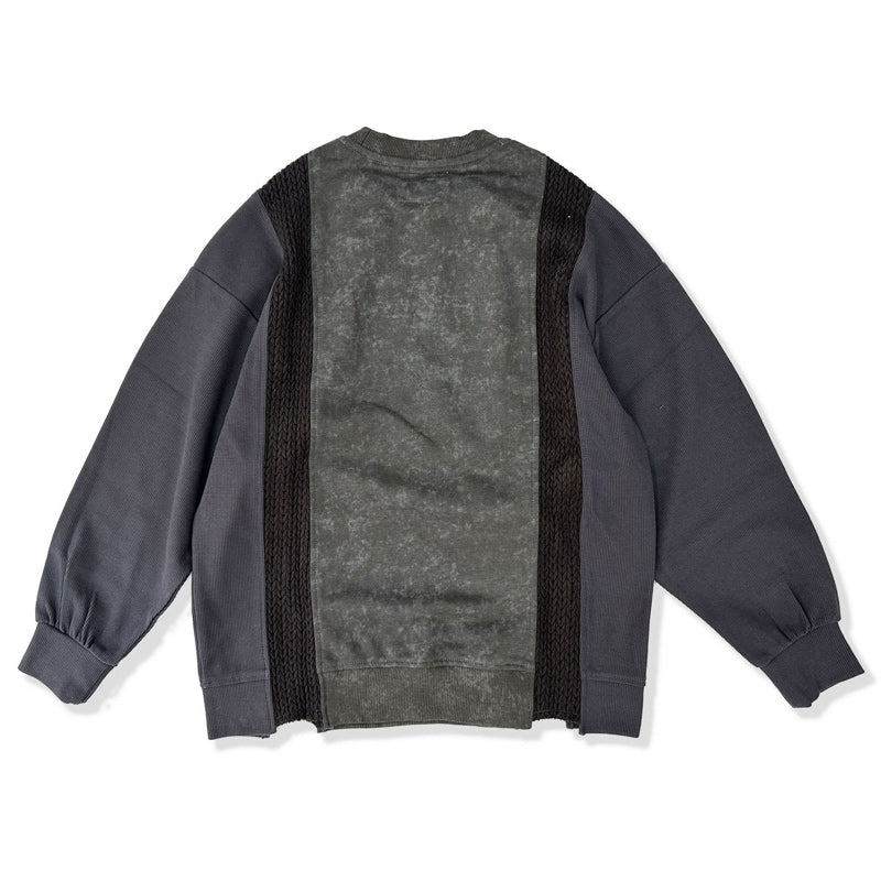 Reconstructed Paisley Embroidered Cable Knit Combi Sweatshirt