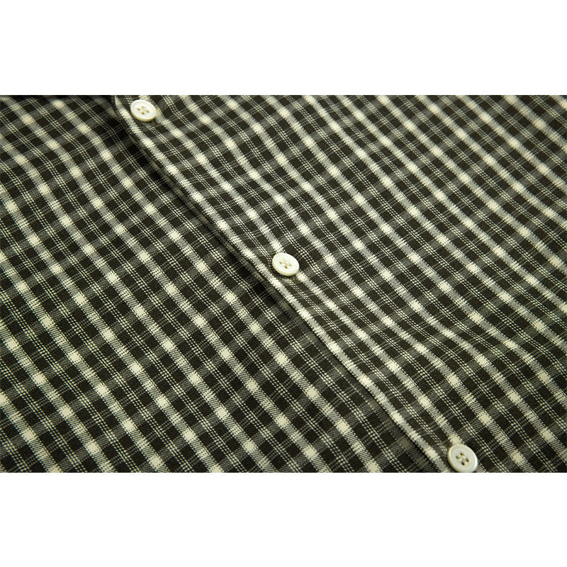Classic Cuban check pattern work short-sleeved shirt