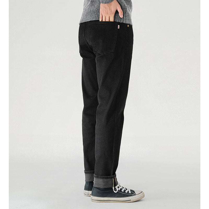 Straight denim pants with embroidery
