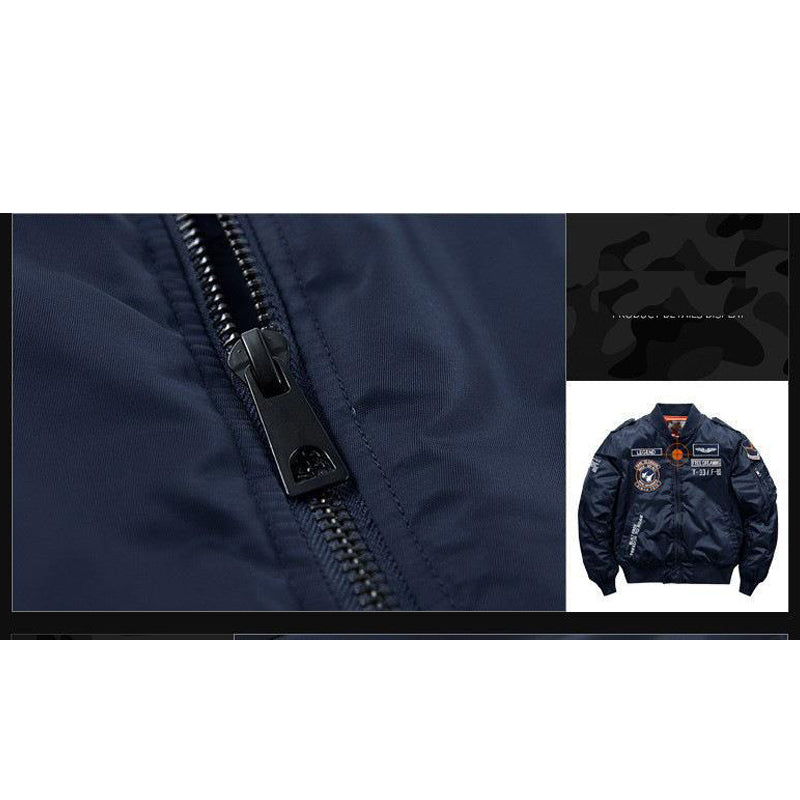 Printed Alphabet Thick Warm Padded Stand Collar Jacket