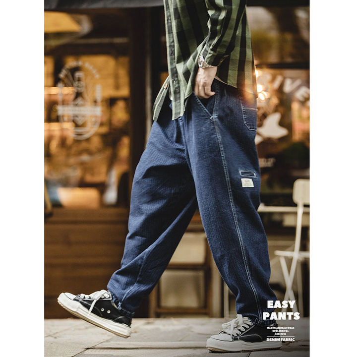 Denim wide tapered easy pants