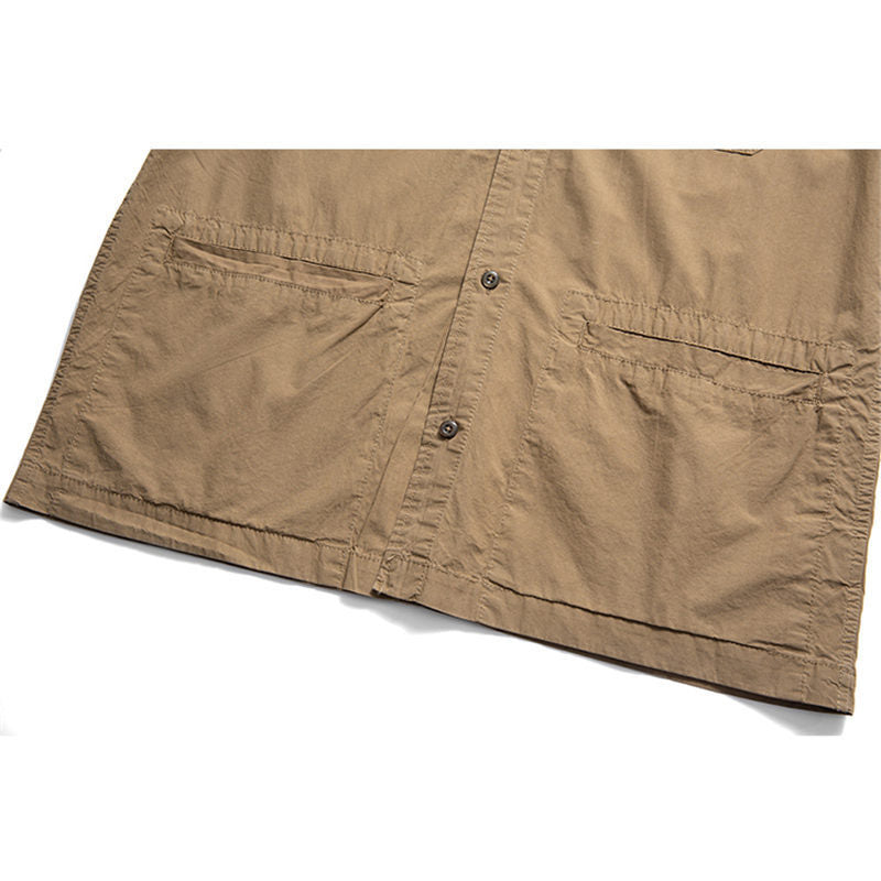 Solid color multi-functional pocket work short sleeve shirt