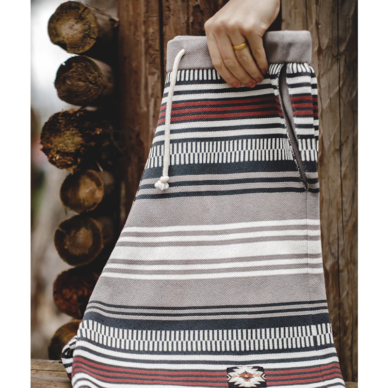 Ethnic striped intarsia beach shorts with Navajo tag