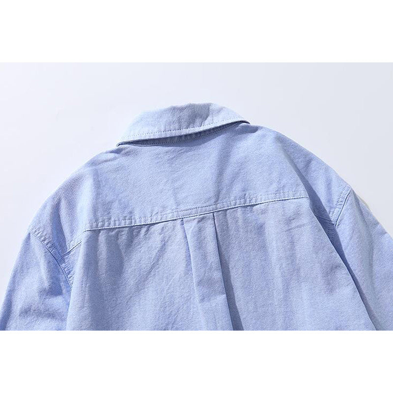 American casual plain classic blue long sleeve shirt