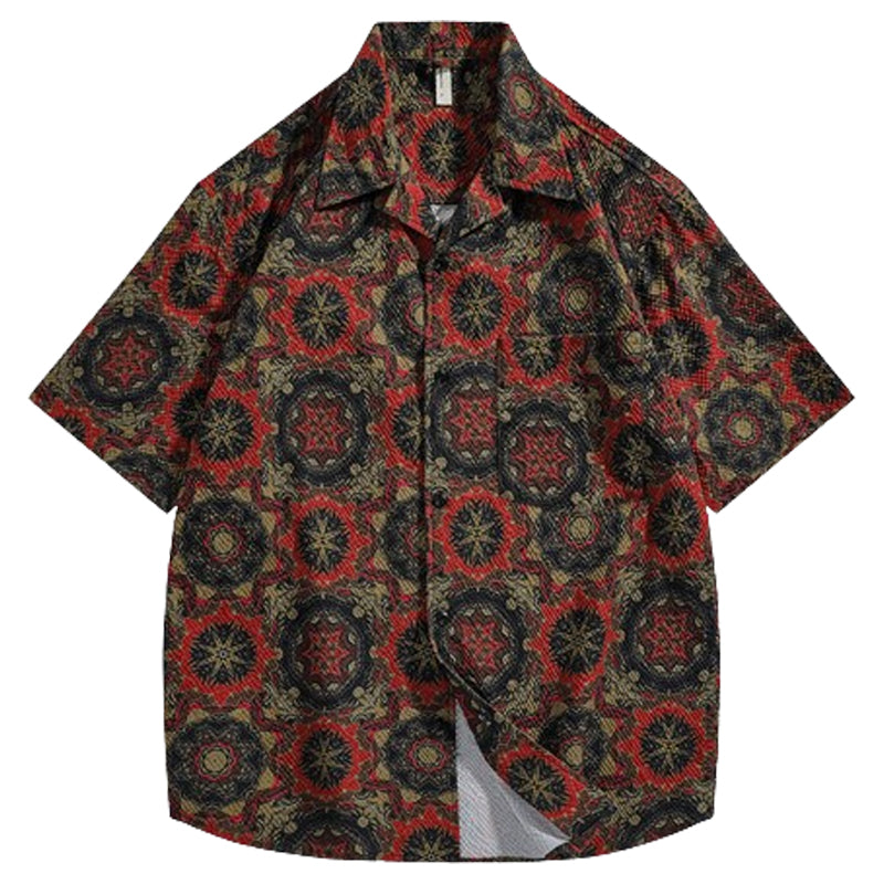 New for summer: ethnic print short-sleeved shirt