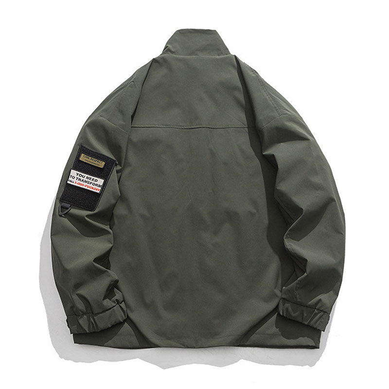 Stand collar multi-pocket outdoor cargo jacket