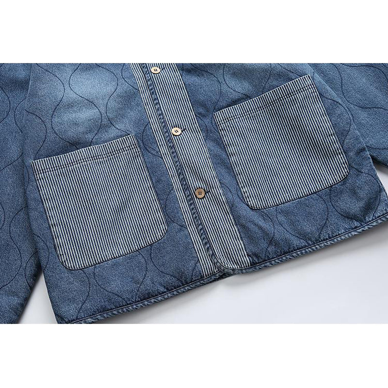 American casual denim V-neck jacket
