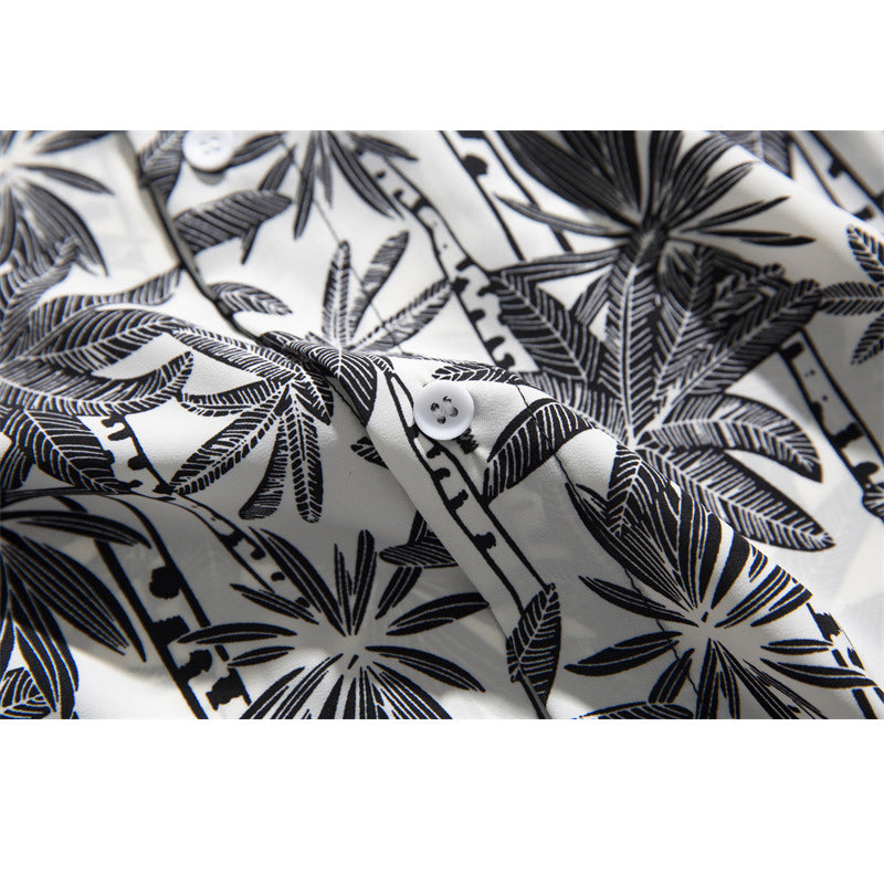 Hawaiian oak tree print short sleeve shirt