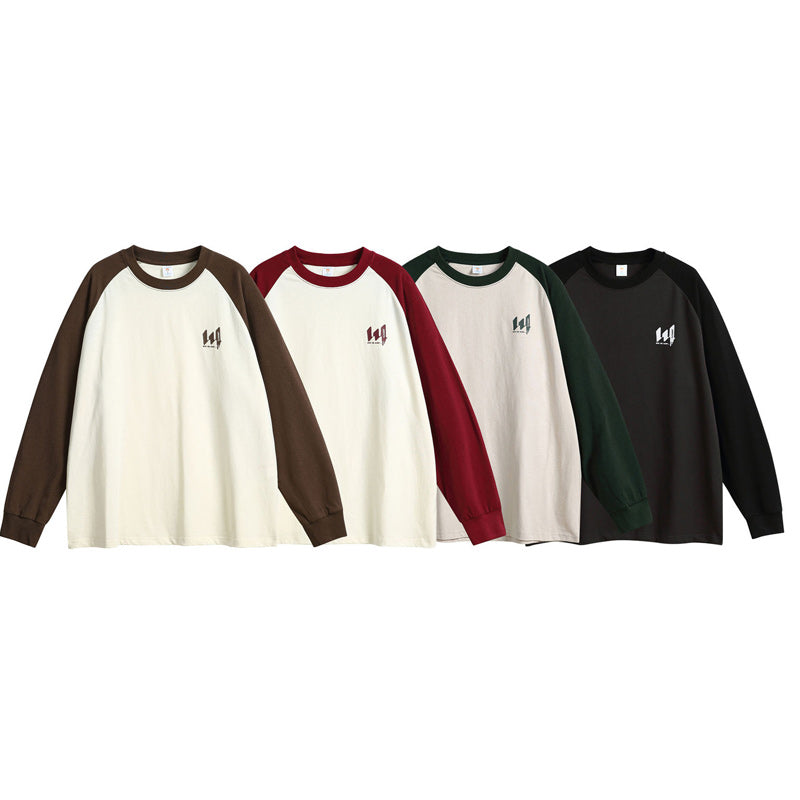Four-color long-sleeved T-shirt with contrasting colors