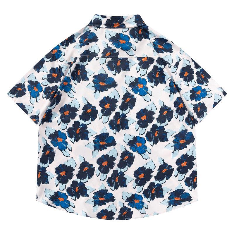 New for summer: Graffiti floral print short-sleeved shirt