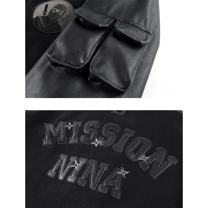"Ninja darts" pattern embroidery Wool blend function award jacket