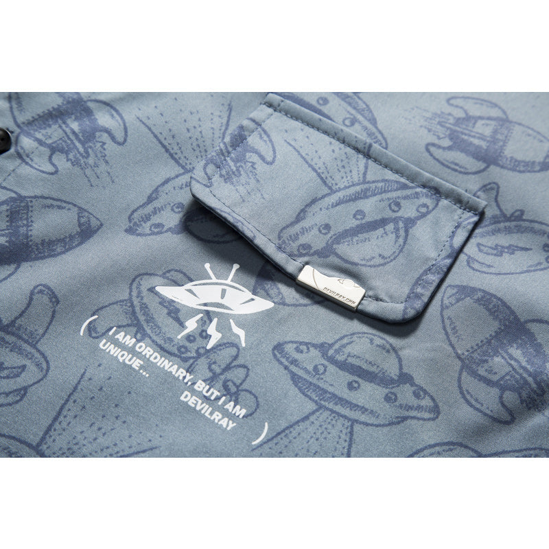 Retro all-over print aloha short-sleeved shirt