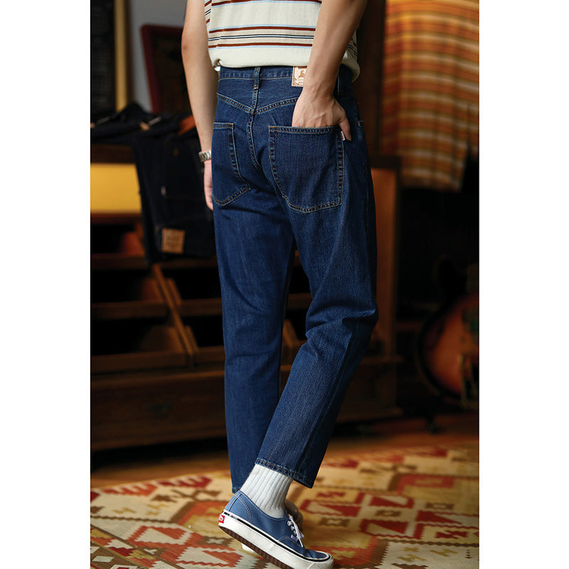 Cool-to-the-touch, 9/10-length slim red-selvedge denim pants