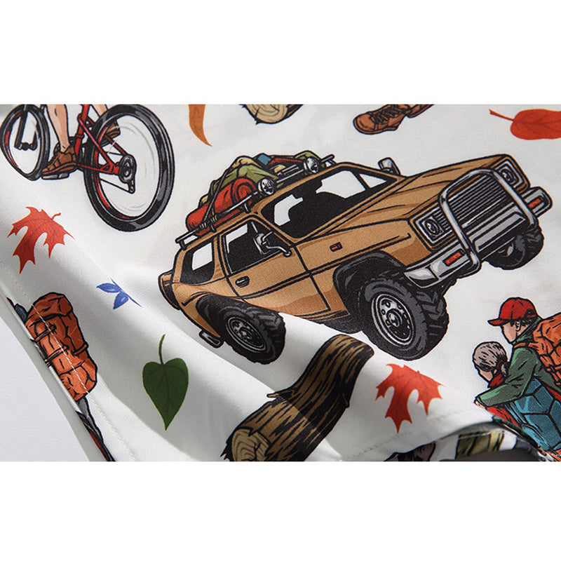 "Traveler" Print Aloha Shirt