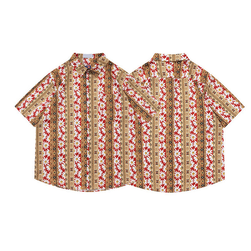 Harajuku style all-over print short-sleeved shirt