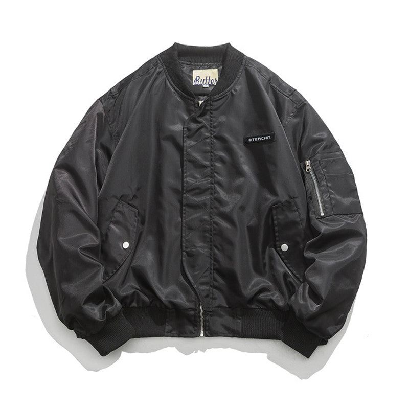 Men's Casual Solid Color Alphabet Zipper Coat