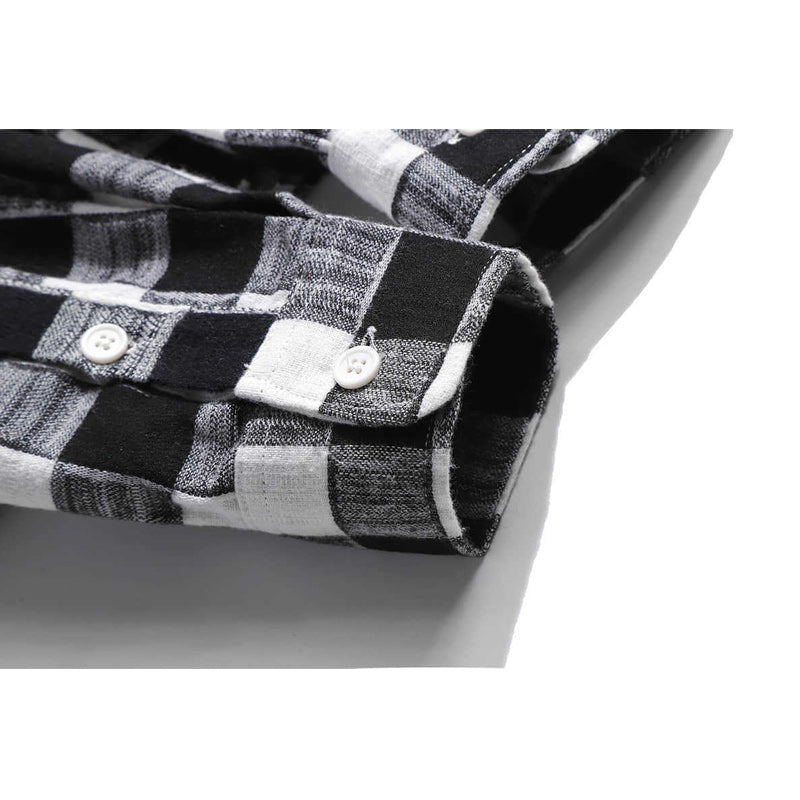 Classic check pattern pocket long sleeve shirt