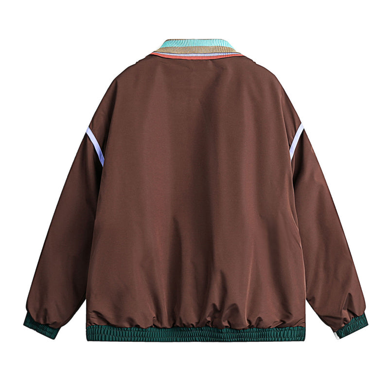 Oversized mixed-color thick coat, loose-fitting down jacket