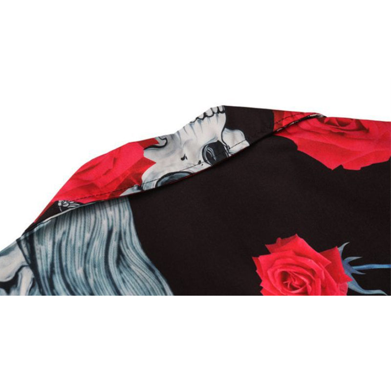 New for summer: skull and rose print short-sleeved shirt