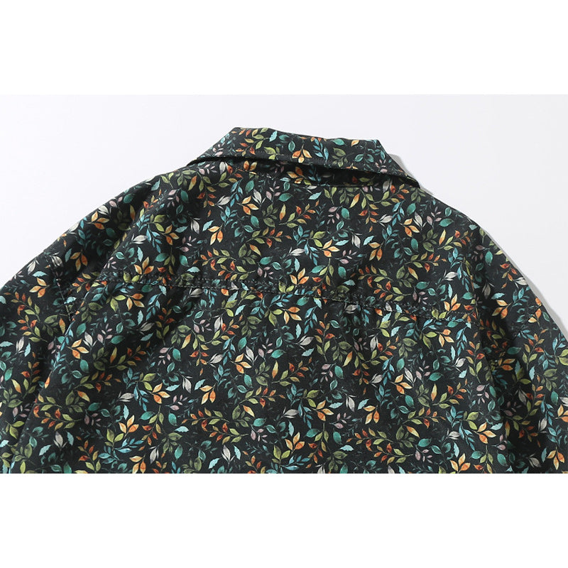 Branch and leaf print aloha shirt