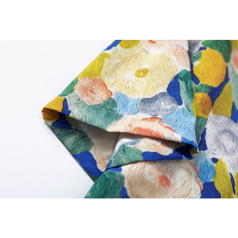 New for summer: Oil painting style print short sleeve shirt