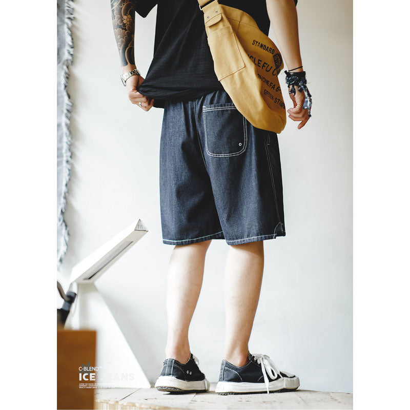 Cool-to-the-touch "C-Blend" denim easy shorts