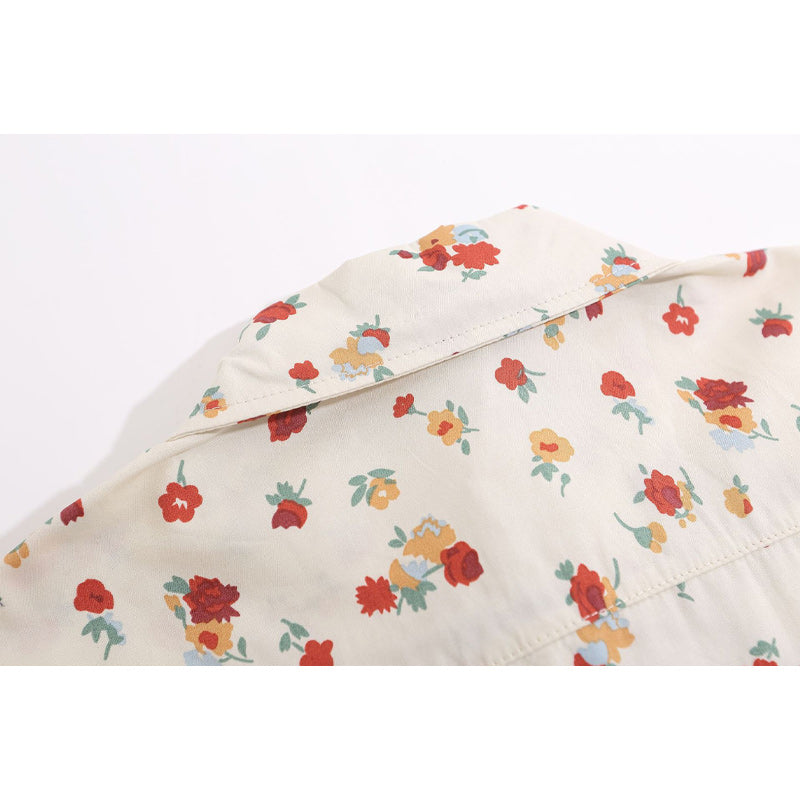 Hawaiian rose print short-sleeved shirt